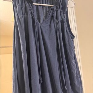 Daytrip Blue Ruched Tie Front Blouse